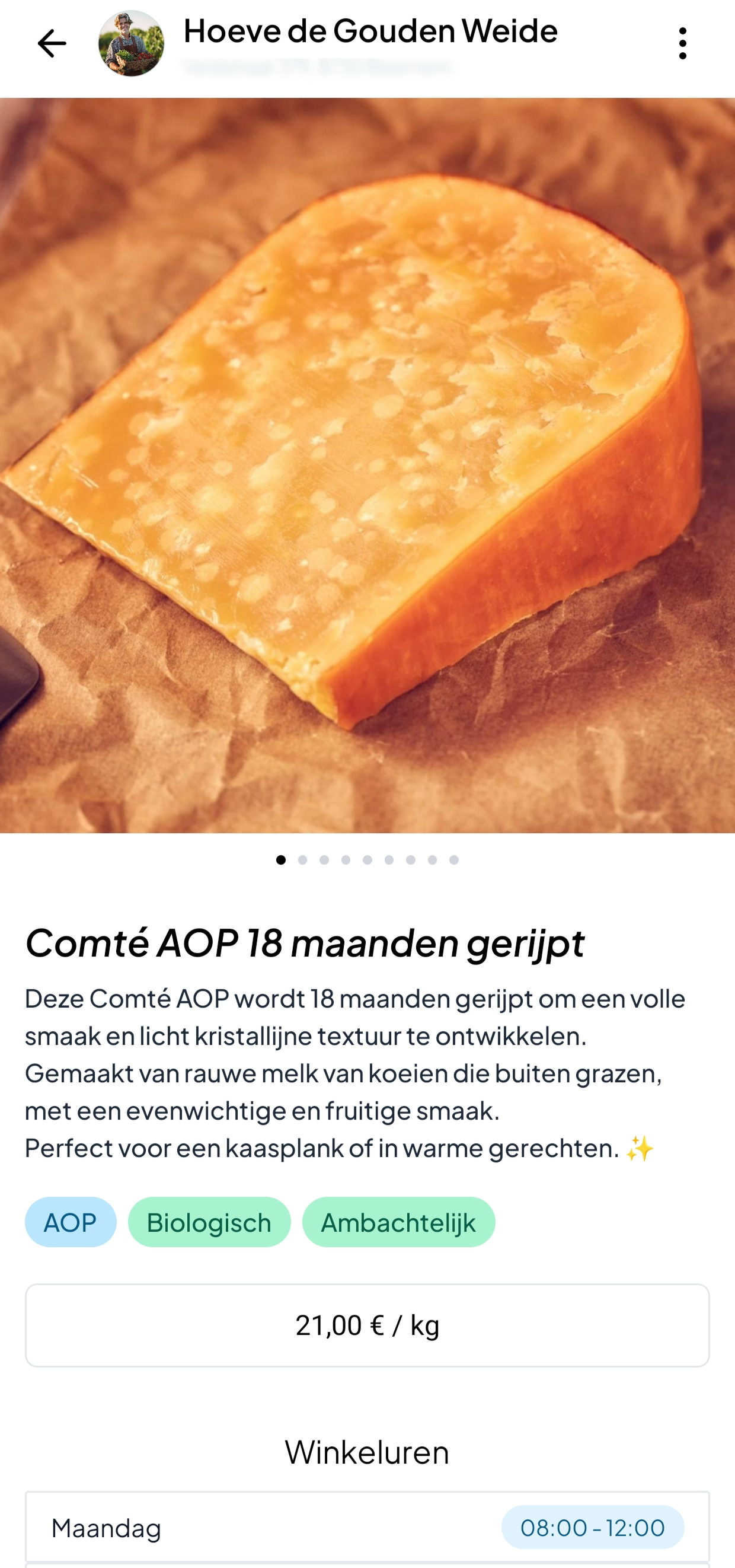 Productdetail in de Koyden-app