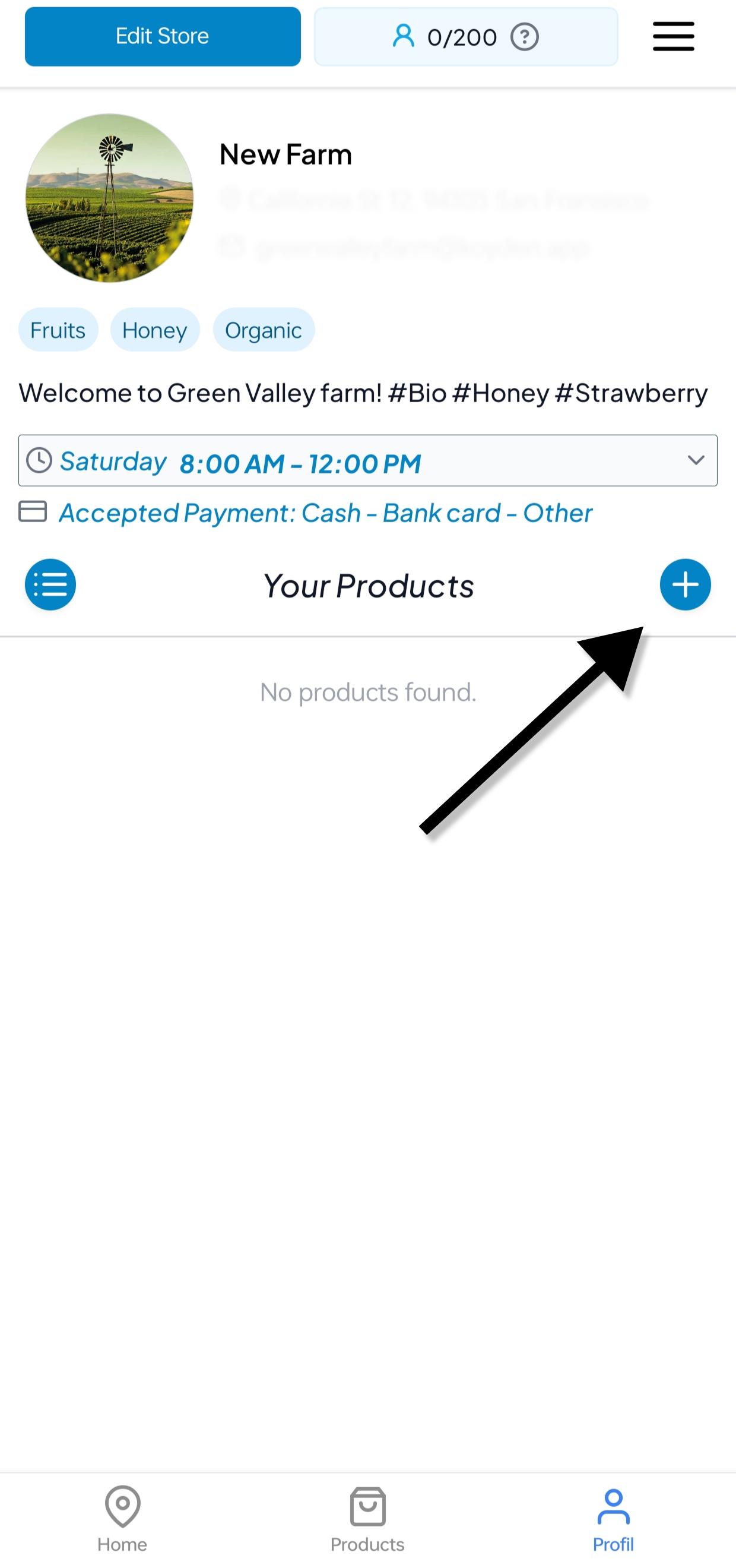 Koyden add product screen